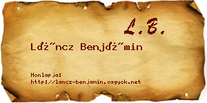Láncz Benjámin névjegykártya