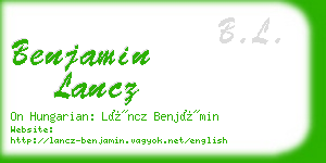 benjamin lancz business card